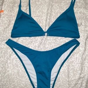 Teal shein triangle bikini
